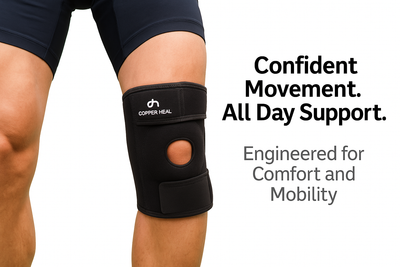 COPPER HEAL Magnetic Knee Brace – Copper-Infused Compression Sleeve for Pain Relief, Support & Recovery – Adjustable Knee Brace for Men & Women