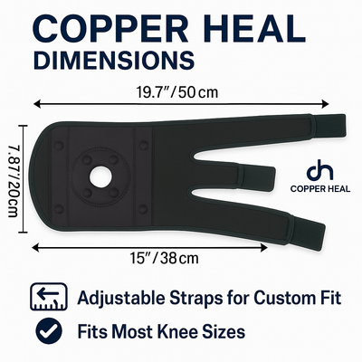COPPER HEAL Magnetic Knee Brace – Copper-Infused Compression Sleeve for Pain Relief, Support & Recovery – Adjustable Knee Brace for Men & Women