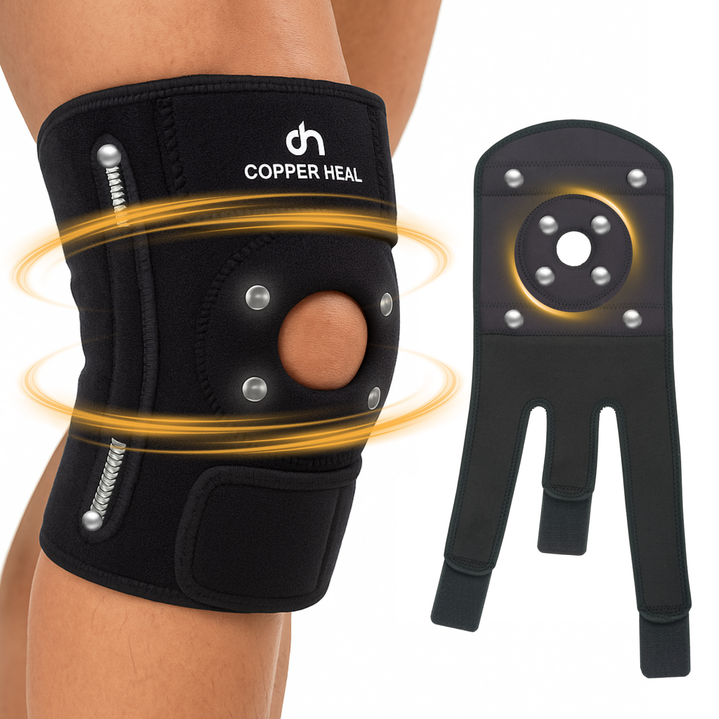 COPPER HEAL Magnetic Knee Brace – Copper-Infused Compression Sleeve for Pain Relief, Support & Recovery – Adjustable Knee Brace for Men & Women